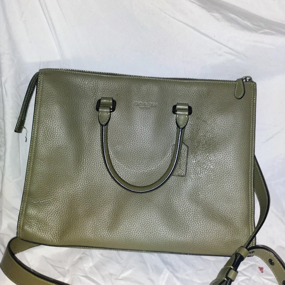 Coach Olive Green Pebbled Leather Satchel